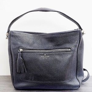 KATE SPADE PEBBLED BLACK LEATHER BAG WITH TASSEL♠️